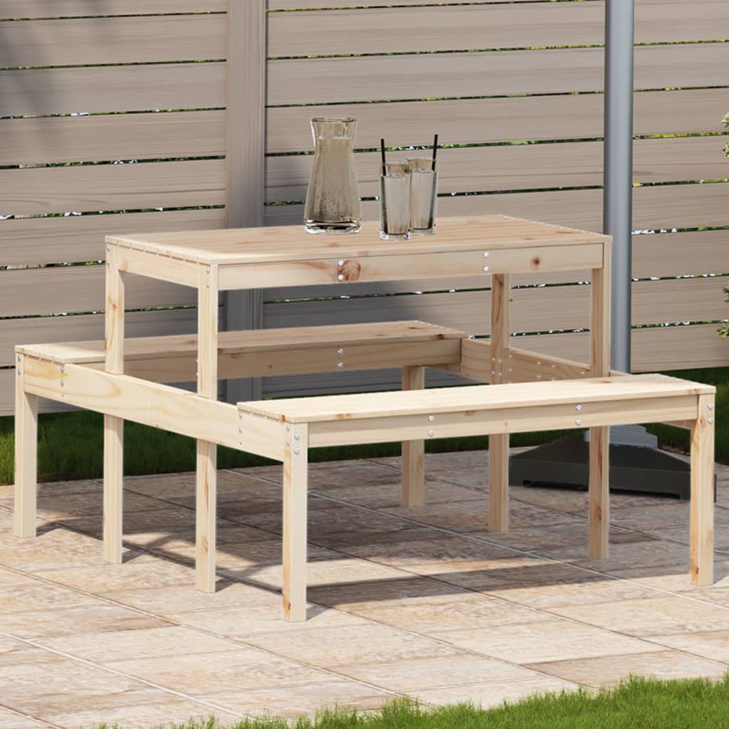 picnicbord 110x134x75 cm massivt fyrretræ billede