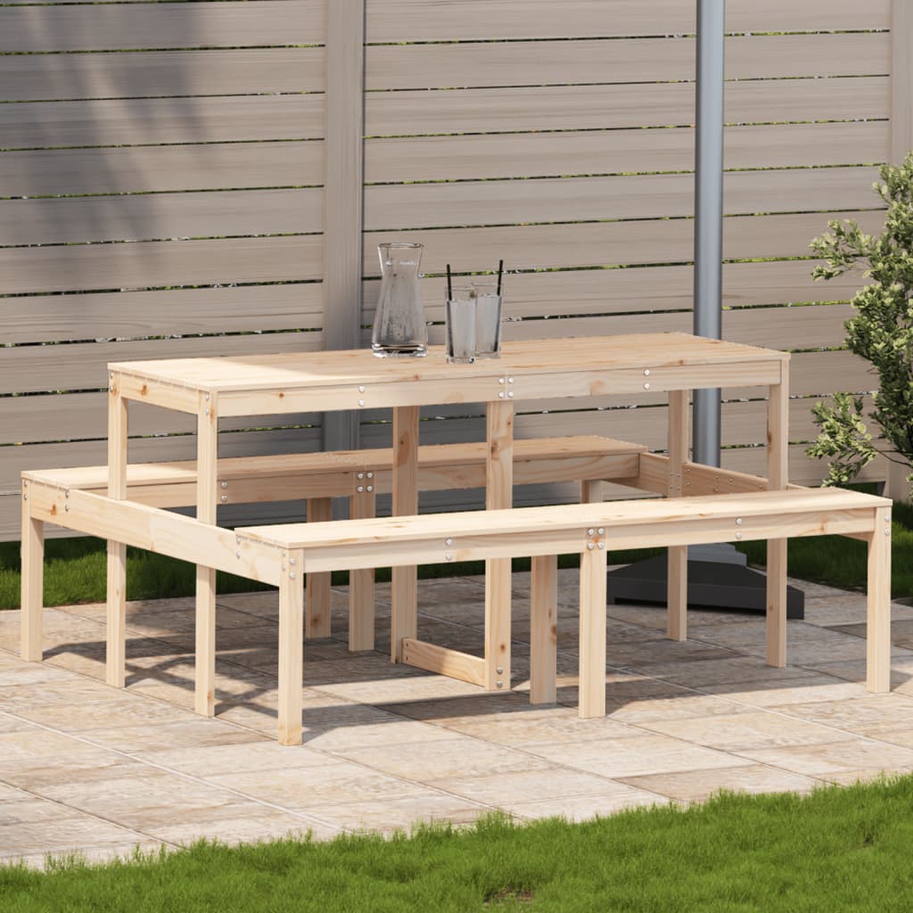 picnicbord 160x134x75 cm massivt fyrretræ billede