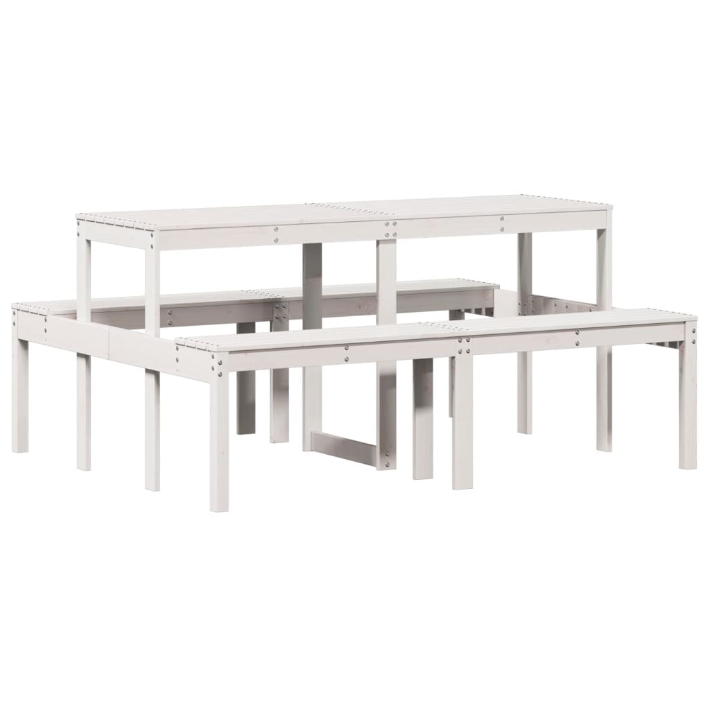 picnicbord 160x134x75 cm massivt fyrretræ hvid