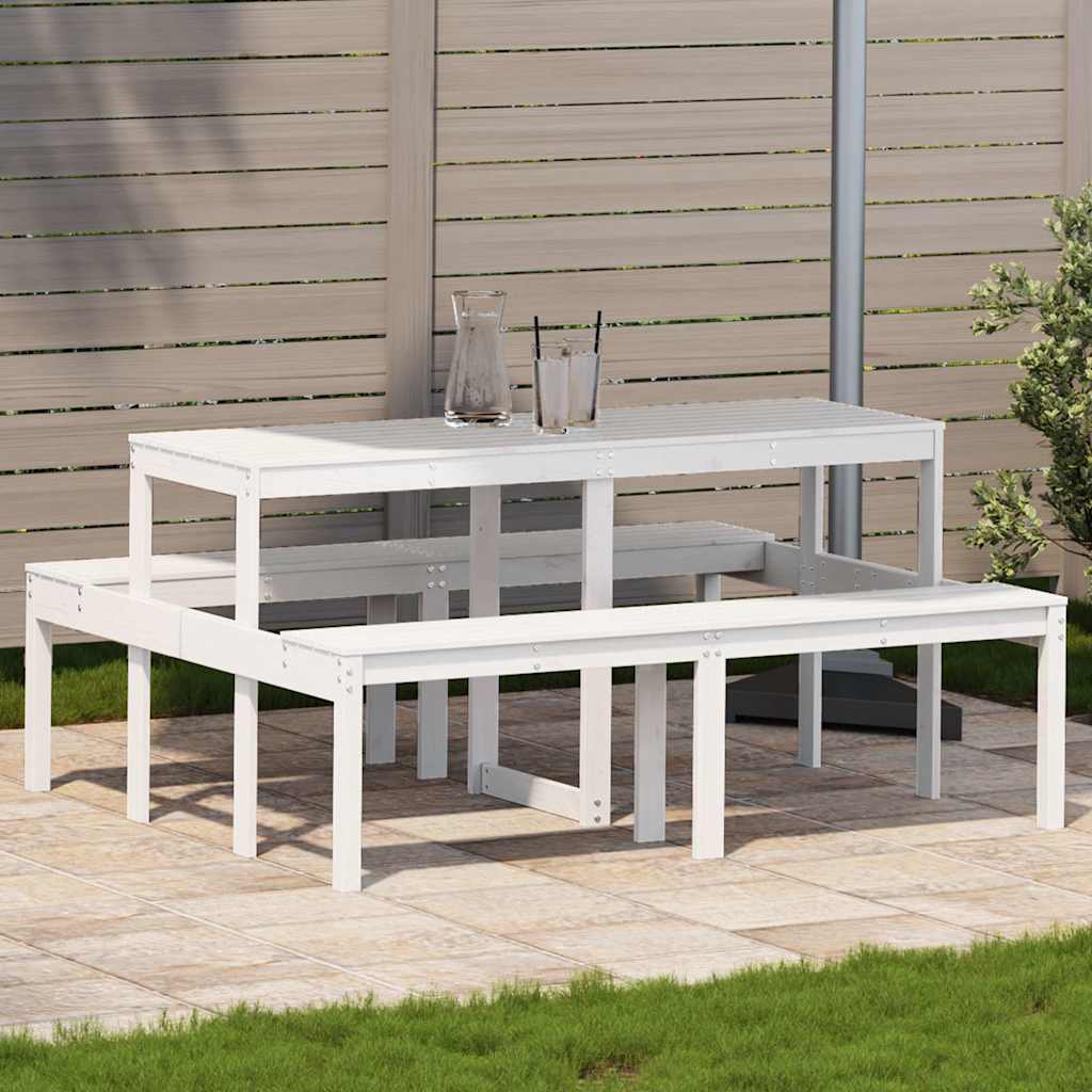 picnicbord 160x134x75 cm massivt fyrretræ hvid