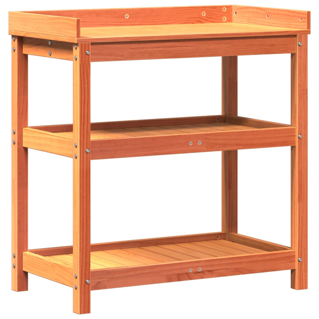 plantebord med hylder 82,5x45x86,5 cm massivt fyrretræ brun
