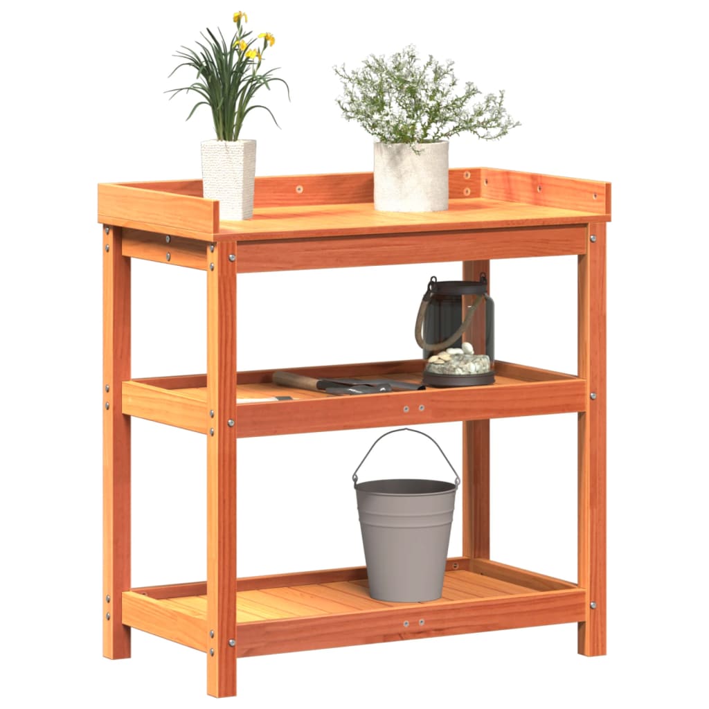 plantebord med hylder 82,5x45x86,5 cm massivt fyrretræ brun