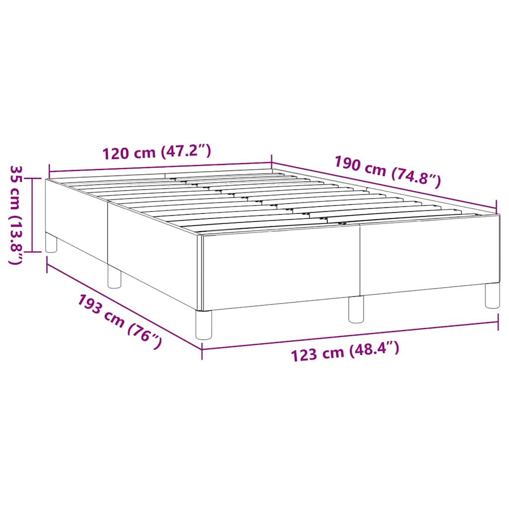 sengeramme uden madras 120x190 cm stof blå