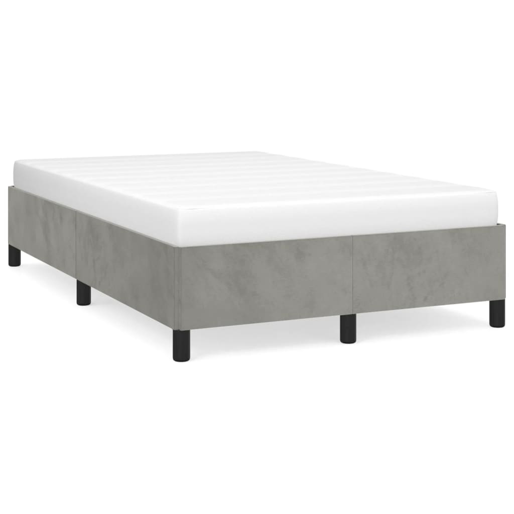 sengeramme uden madras 120x190 cm fløjl enkeltseng lysegrå