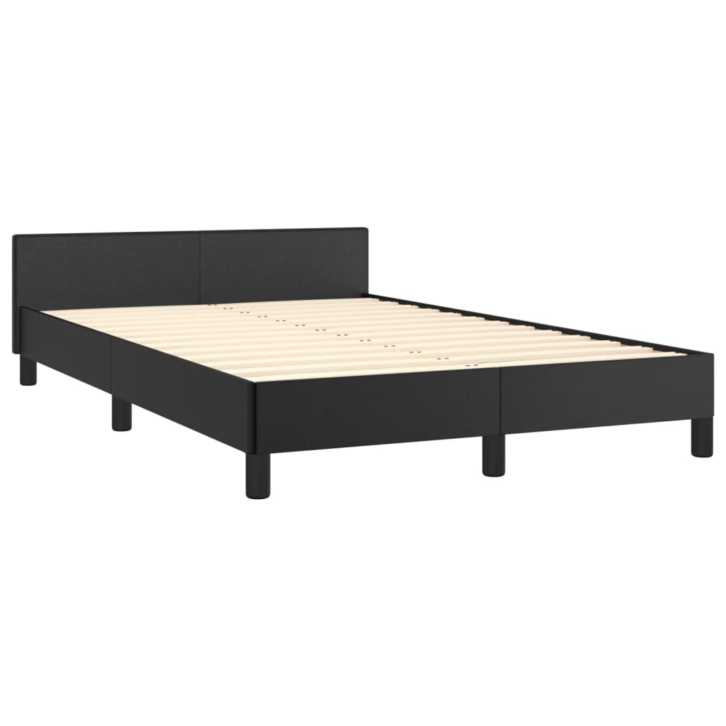 sengeramme uden madras 120x190 cm kunstlæder enkeltseng sort
