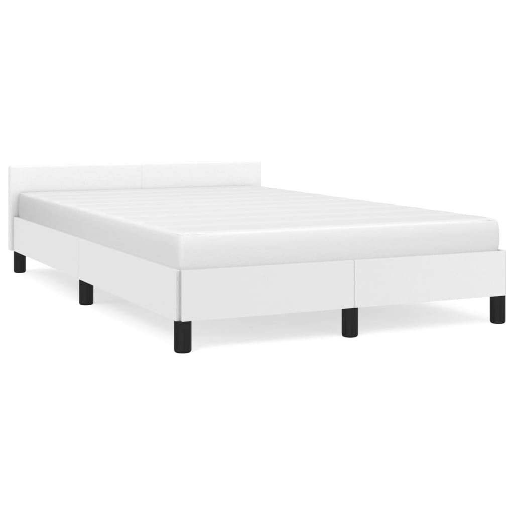 sengeramme uden madras 120x190 cm kunstlæder enkeltseng hvid