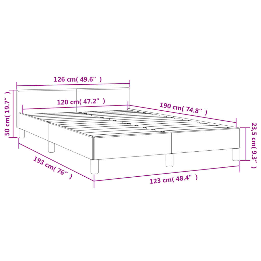 sengeramme uden madras 120x190 cm fløjl lyserød