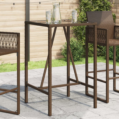 barbord til haven 70x70x110 cm polyrattan brun