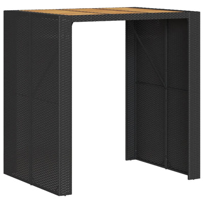 barbord til haven 105x80x110 cm akacietop polyrattan sort