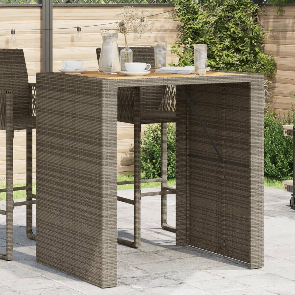 Barbord Til Haven Akacietop Polyrattan - Grå / 105 x 80 x 110 cm