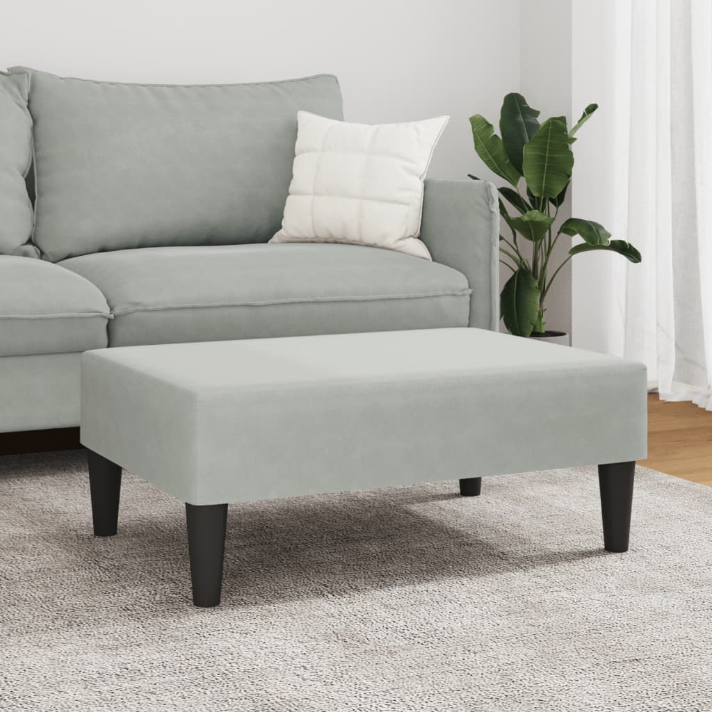 fodskammel 77x55x31 cm velour lysegrå
