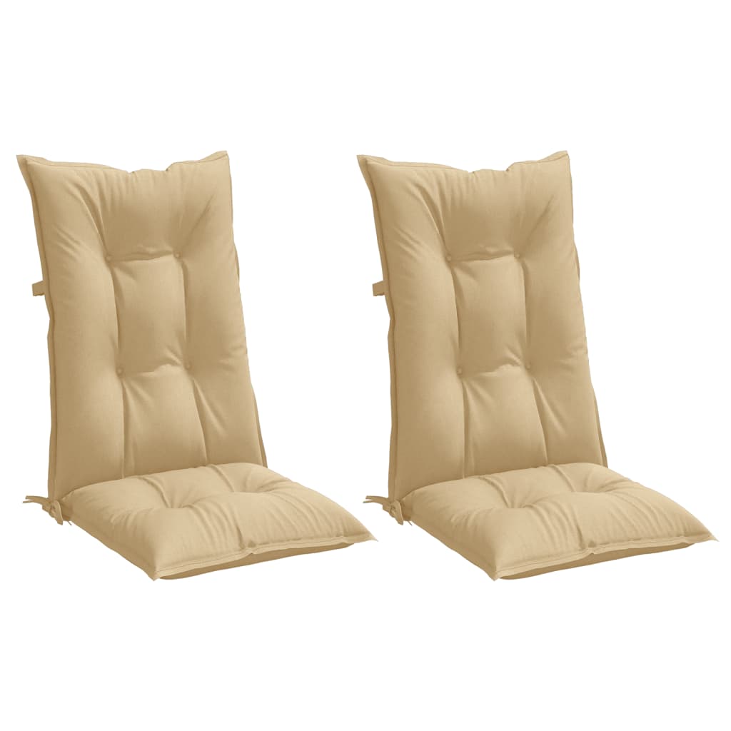 stolehynder med høj ryg 2 stk. 120x50x7 cm stof beige