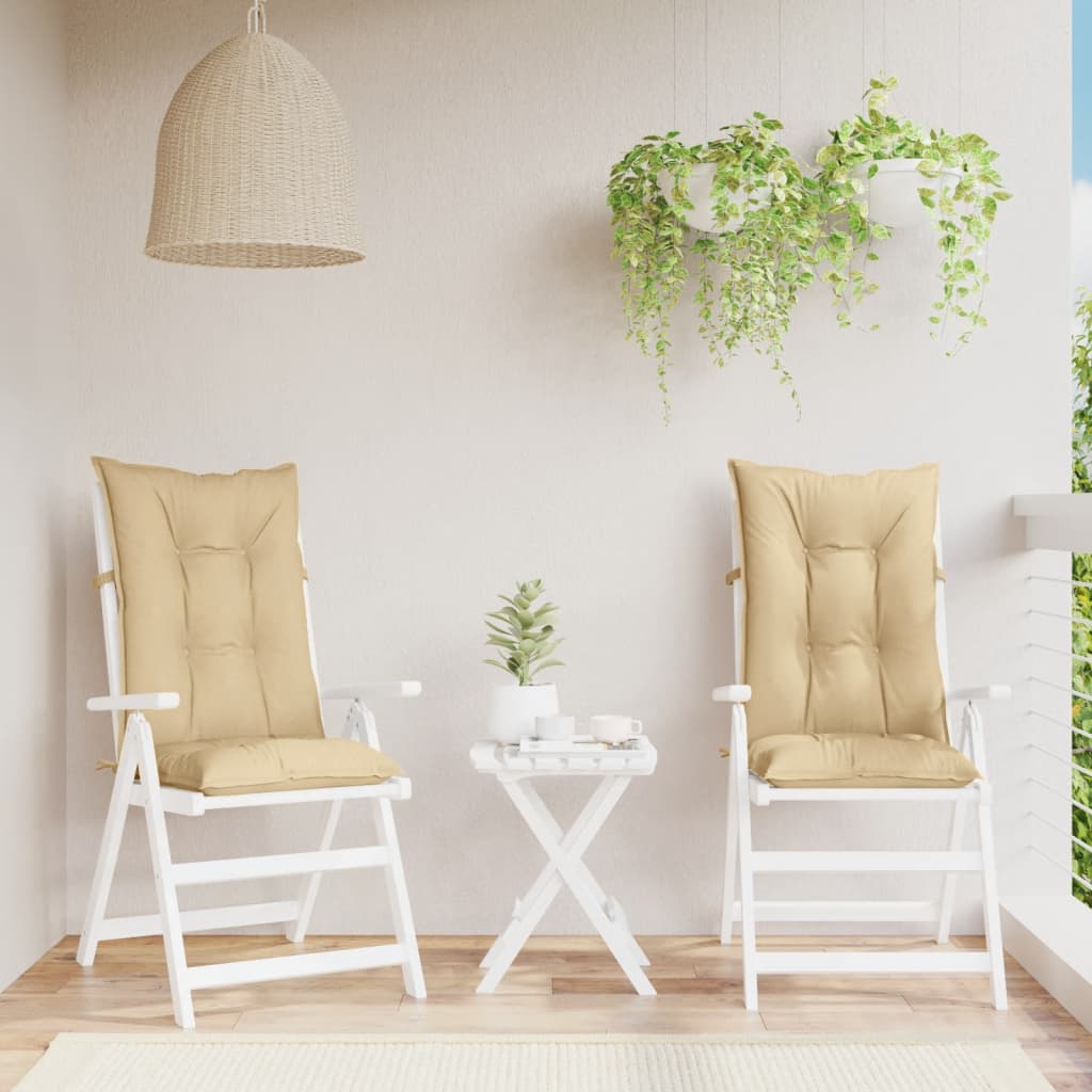 stolehynder med høj ryg 2 stk. 120x50x7 cm stof beige