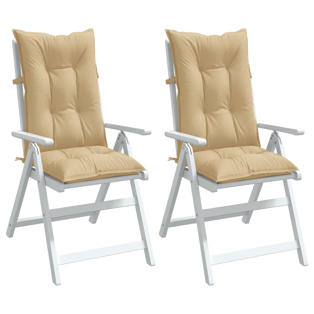 stolehynder med høj ryg 2 stk. 120x50x7 cm stof beige