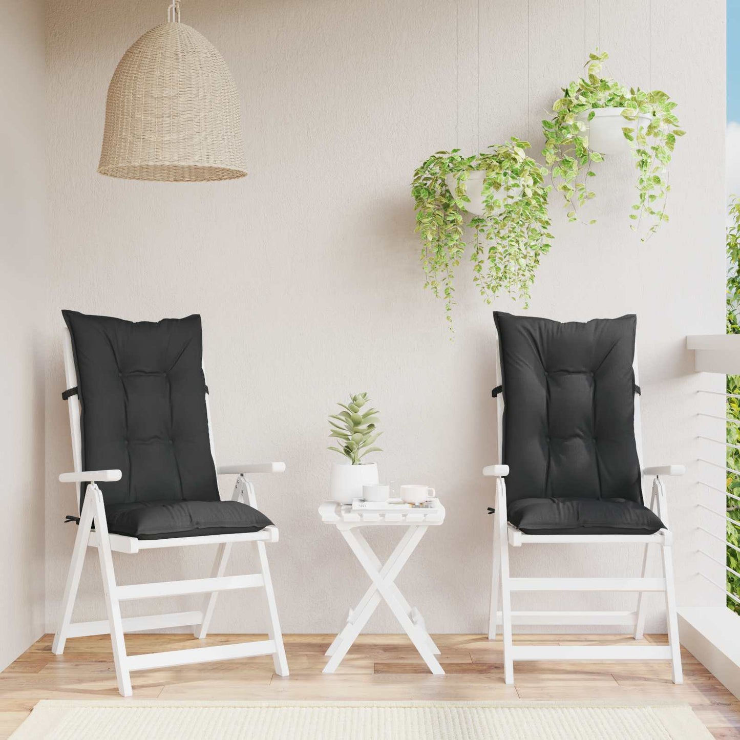 Højrygget Stol Pudepakke 2 pcs Melange Sort 120 x 50 x 7 cm