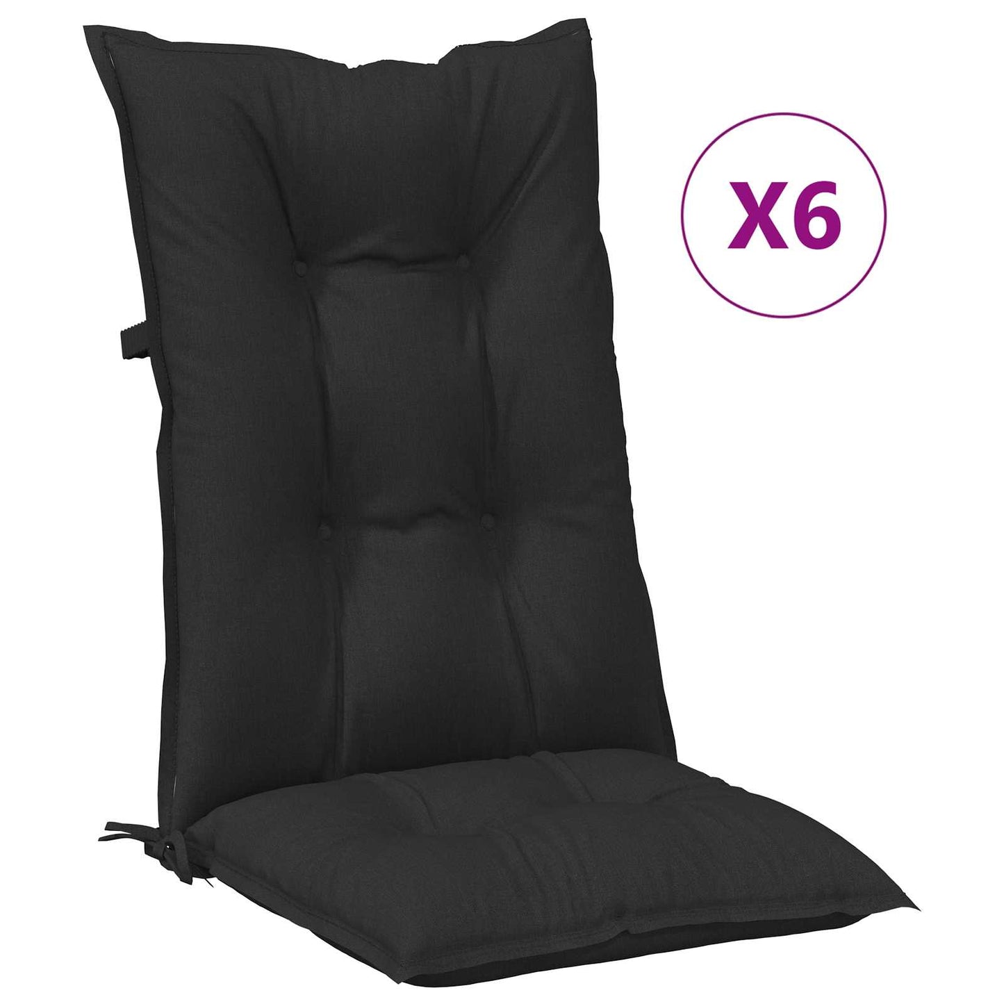 Højrygget Stol Pudepakke 6 pcs Melange Sort 120 x 50 x 7 cm