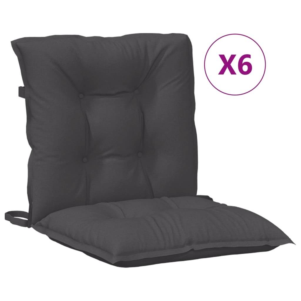 stolehynder med lav ryg 6 stk. 100x50x7 cm stof antracitgrå