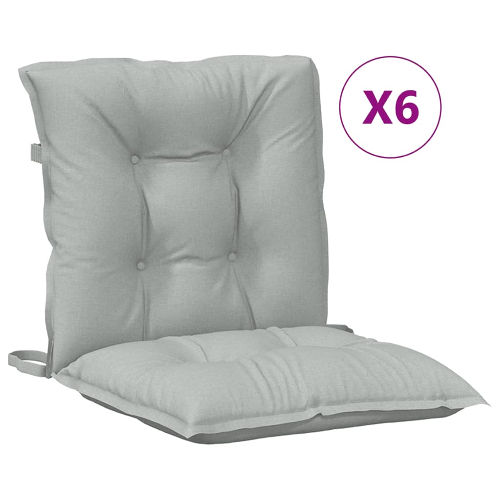 stolehynder med lav ryg 6 stk. 100x50x7 cm stof lysegrå