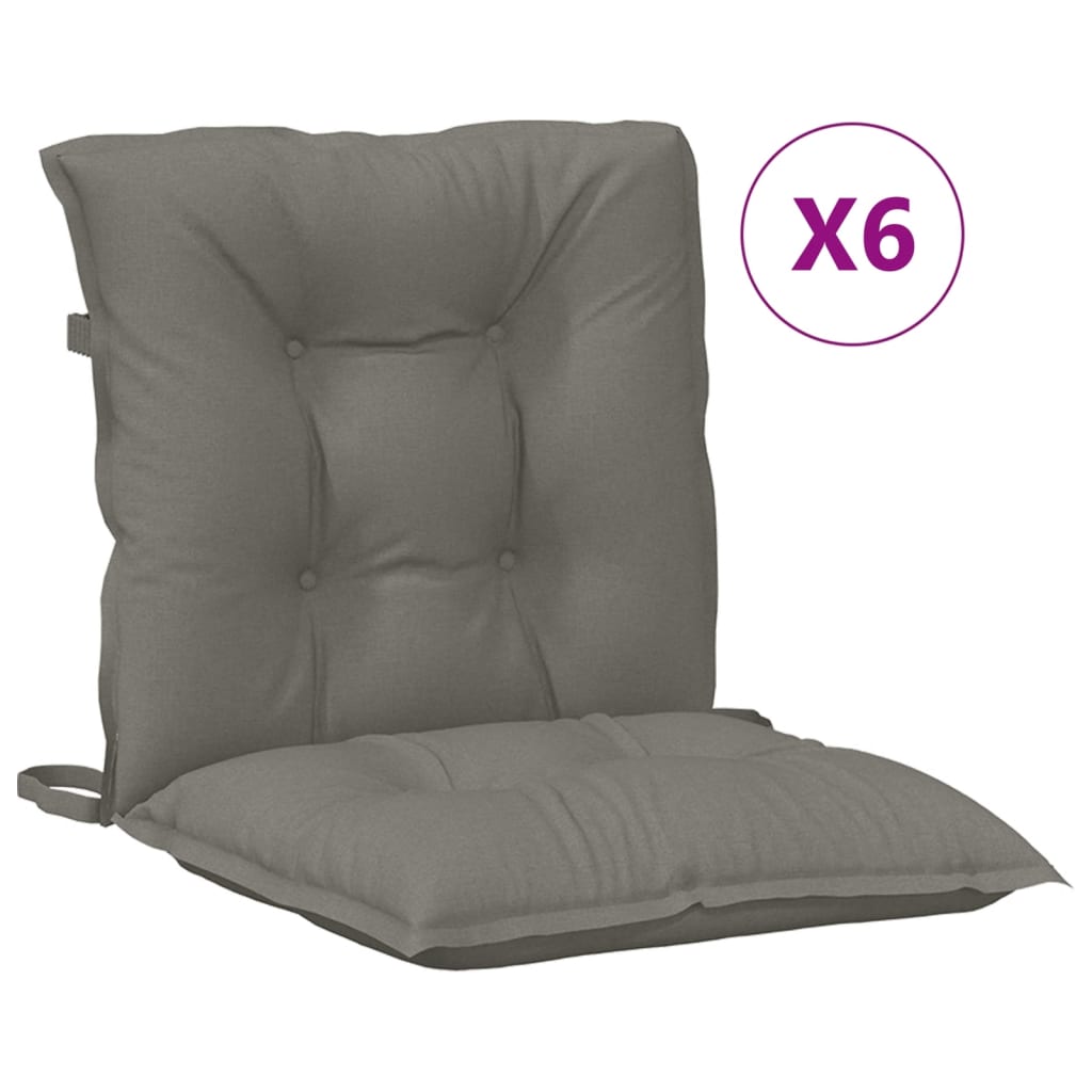 stolehynder med lav ryg 6 stk. 100x50x7 cm stof mørkegrå