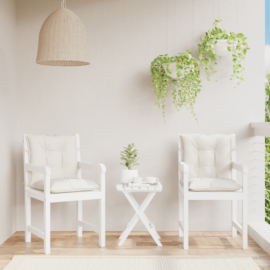 stolehynder med lav ryg 2 stk. 100x50x7 cm stof cremefarvet