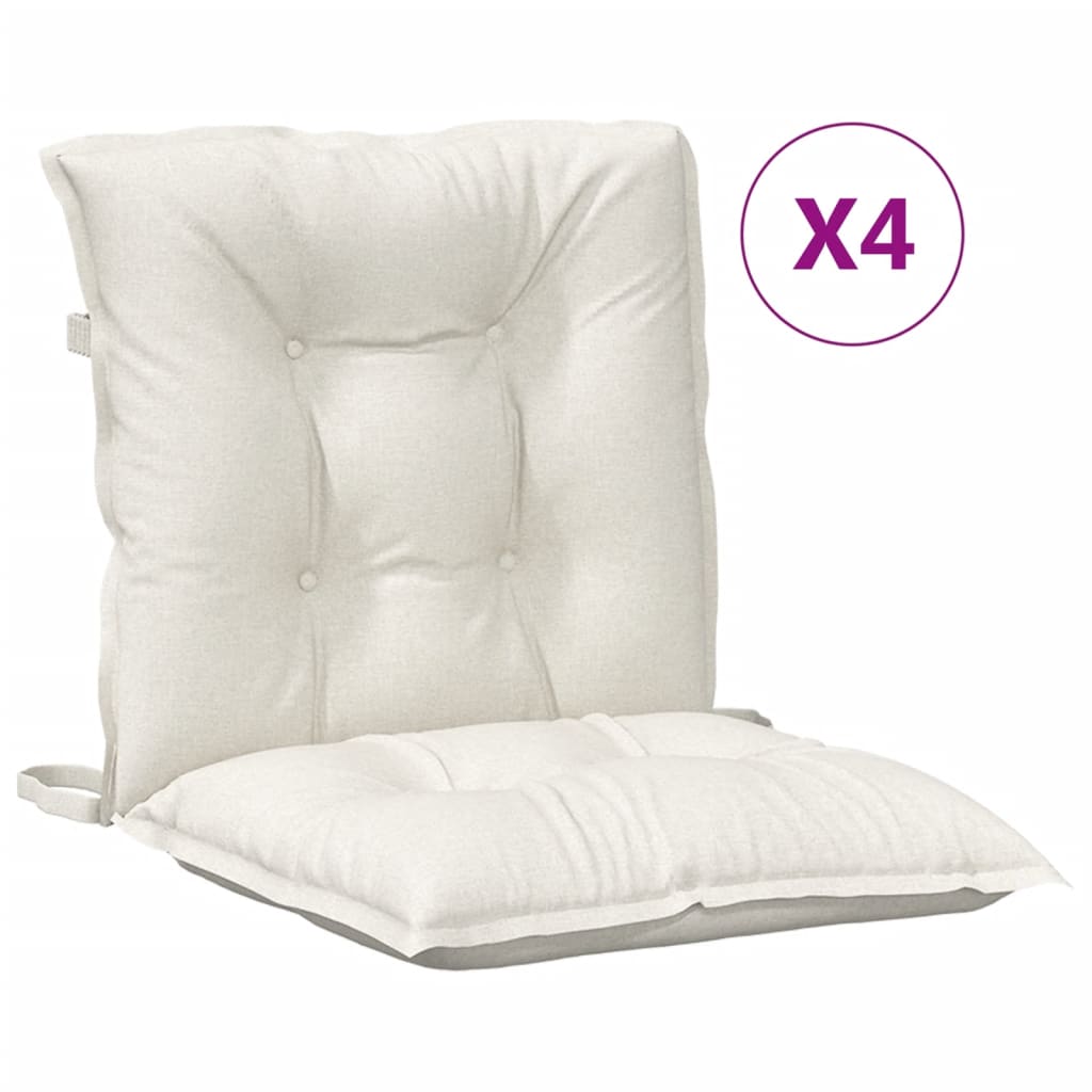 stolehynder med lav ryg 4 stk. 100x50x7 cm stof cremefarvet