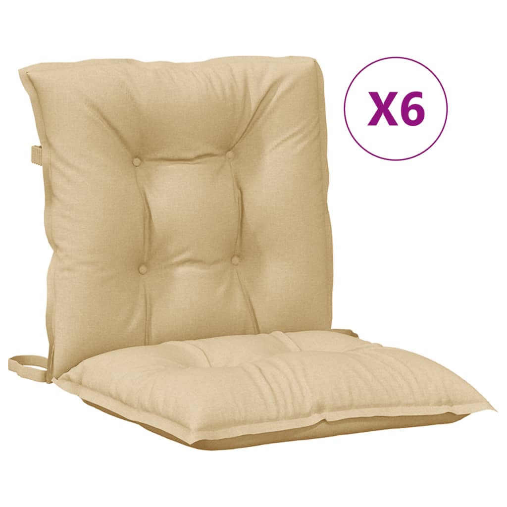 stolehynder med lav ryg 6 stk. 100x50x7 cm stof beige