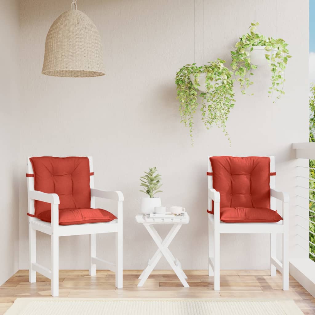 stolehynder med lav ryg 2 stk. 100x50x7 cm stof rød