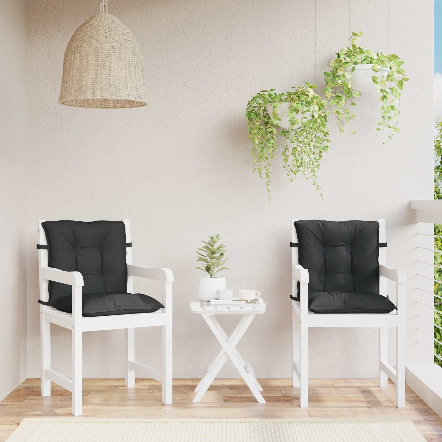 Lavrygget Stolepuder Sæt 2 pcs Melange Sort 100 x 50 x 7 cm