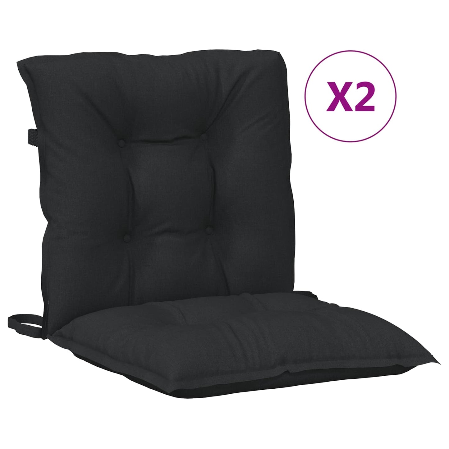 Lavrygget Stolepuder Sæt 2 pcs Melange Sort 100 x 50 x 7 cm