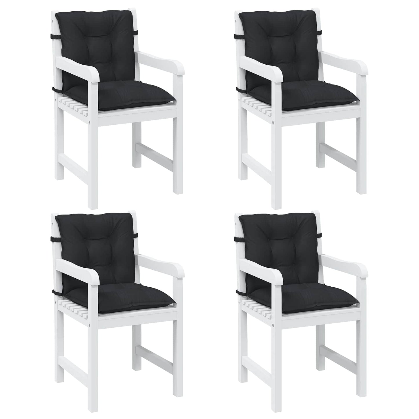 Lavrygget Stolepuder Sæt 4 pcs Melange Sort 100 x 50 x 7 cm