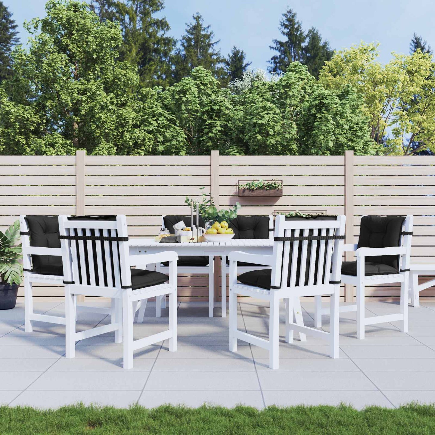 Lavrygget Stolepuder Sæt 6 pcs Melange Sort 100 x 50 x 7 cm