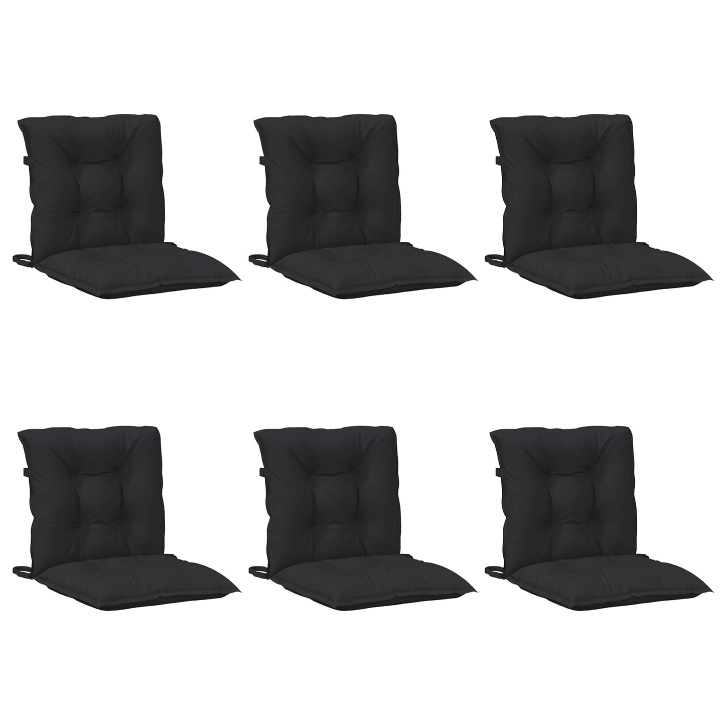 Lavrygget Stolepuder Sæt 6 pcs Melange Sort 100 x 50 x 7 cm