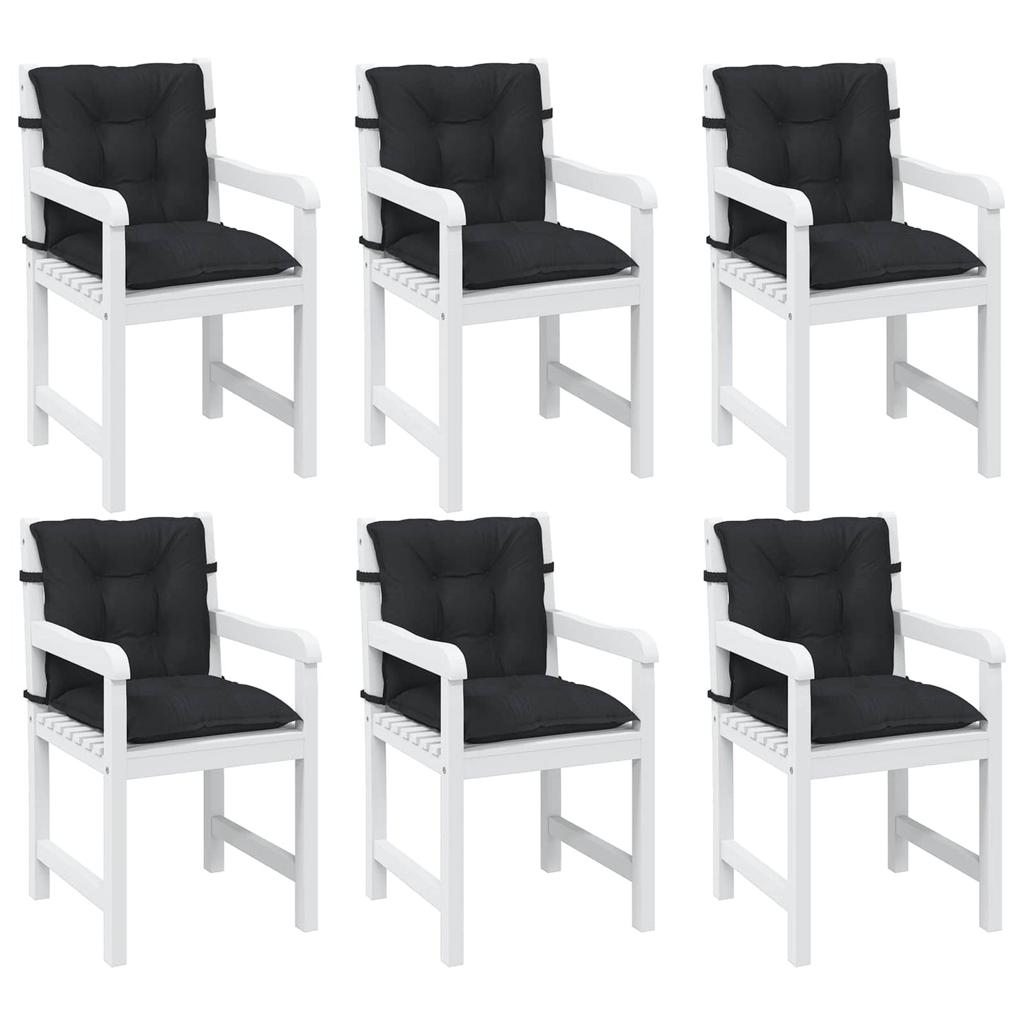 Lavrygget Stolepuder Sæt 6 pcs Melange Sort 100 x 50 x 7 cm