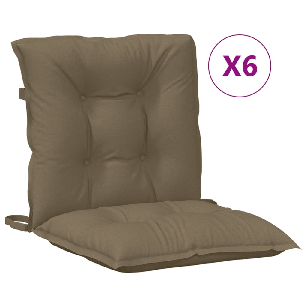 stolehynder med lav ryg 6 stk. 100x50x7 cm stof gråbrun
