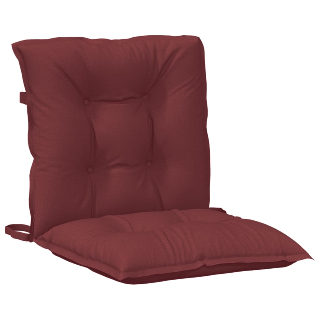 stolehynder med lav ryg 6 stk. 100x50x7 cm stof vinrød