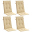 stolehynder med høj ryg 4 stk. 120x50x4 cm stof beige