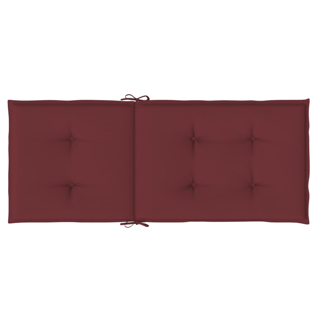 stolehynder med høj ryg 2 stk. 120x50x7 cm stof vinrød