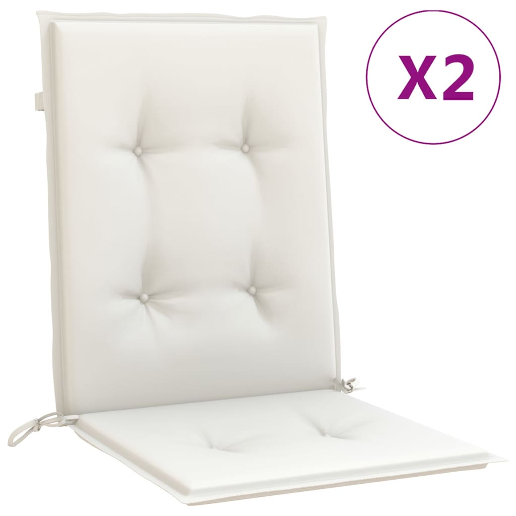 stolehynder med lav ryg 2 stk. 100x50x4 cm stof cremefarvet