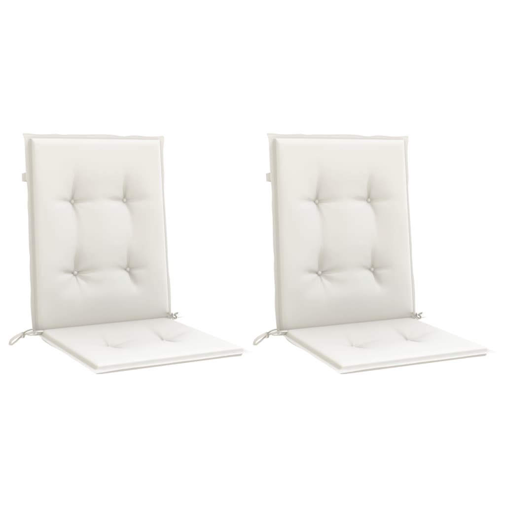 stolehynder med lav ryg 2 stk. 100x50x4 cm stof cremefarvet