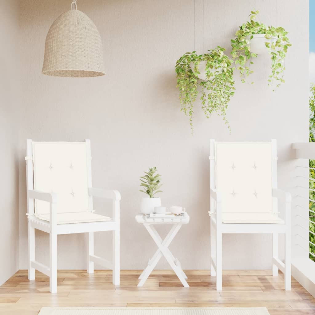 stolehynder med lav ryg 2 stk. 100x50x4 cm stof cremefarvet