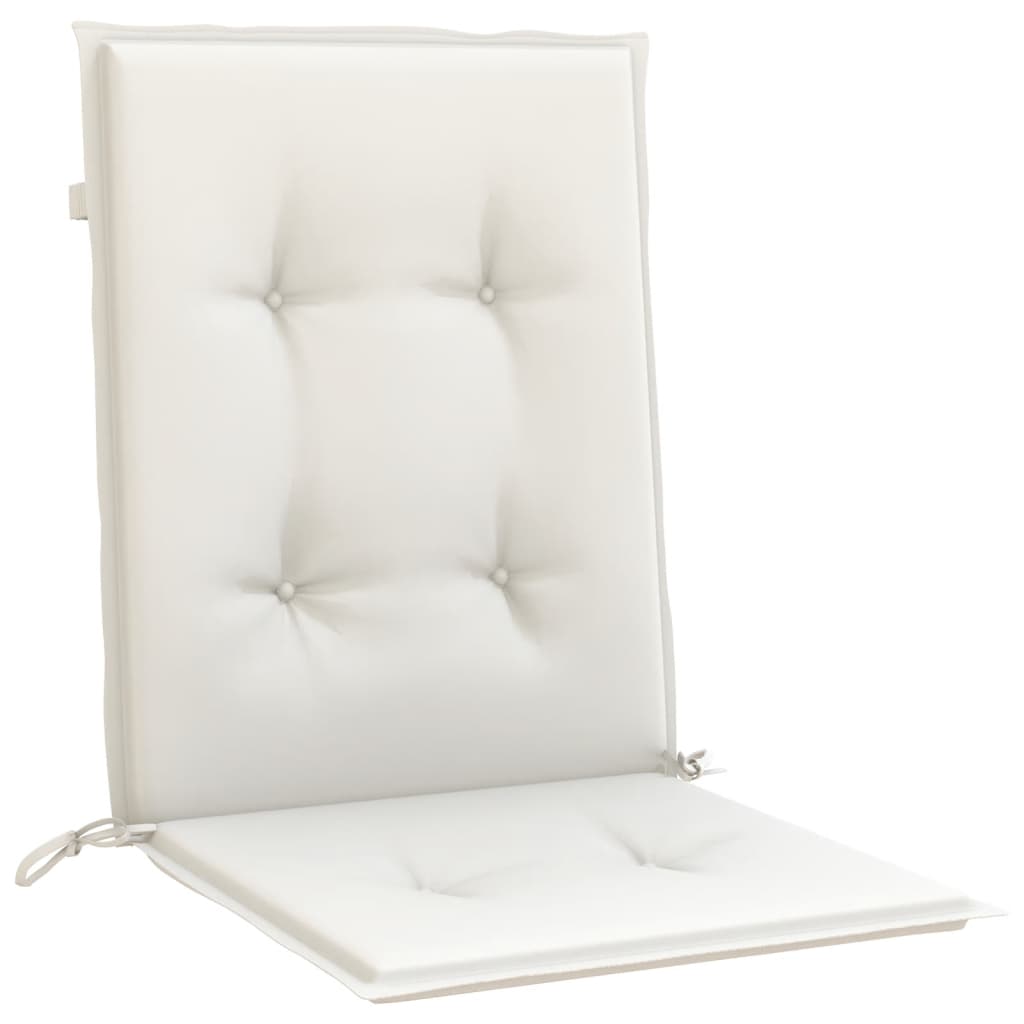 stolehynder med lav ryg 2 stk. 100x50x4 cm stof cremefarvet