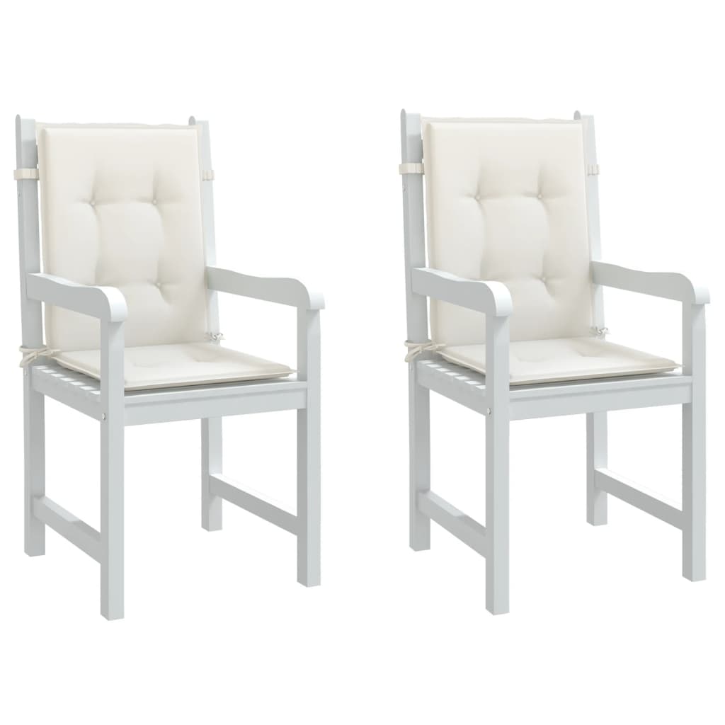 stolehynder med lav ryg 2 stk. 100x50x4 cm stof cremefarvet