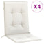 stolehynder med lav ryg 4 stk. 100x50x4 cm stof cremefarvet