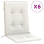 stolehynder med lav ryg 6 stk. 100x50x4 cm stof cremefarvet