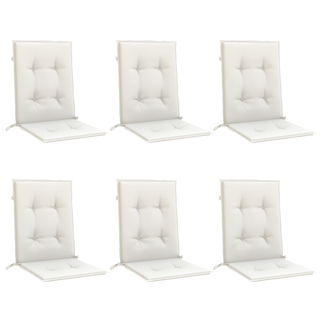 stolehynder med lav ryg 6 stk. 100x50x4 cm stof cremefarvet