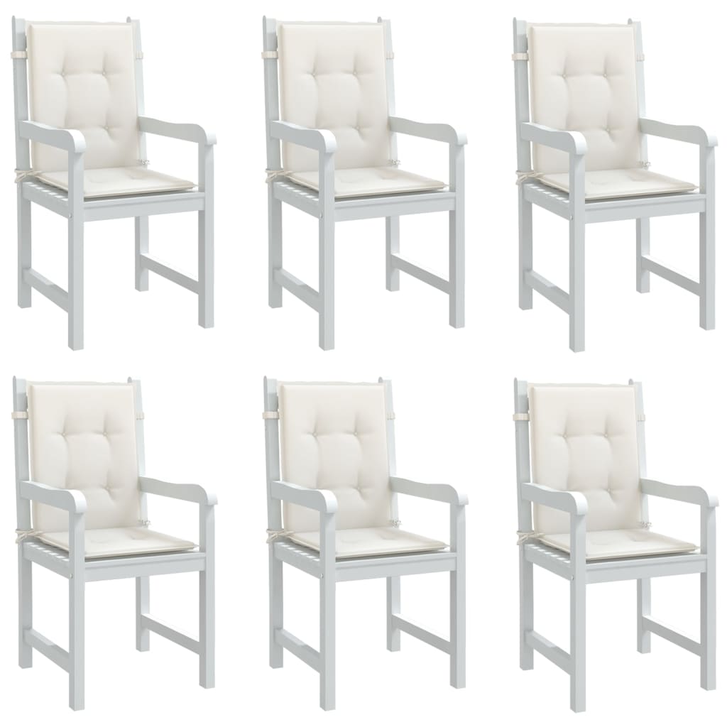 stolehynder med lav ryg 6 stk. 100x50x4 cm stof cremefarvet