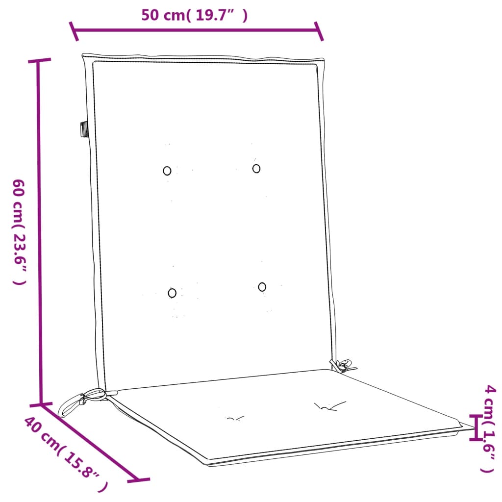 stolehynder med lav ryg 2 stk. 100x50x4 cm stof beige