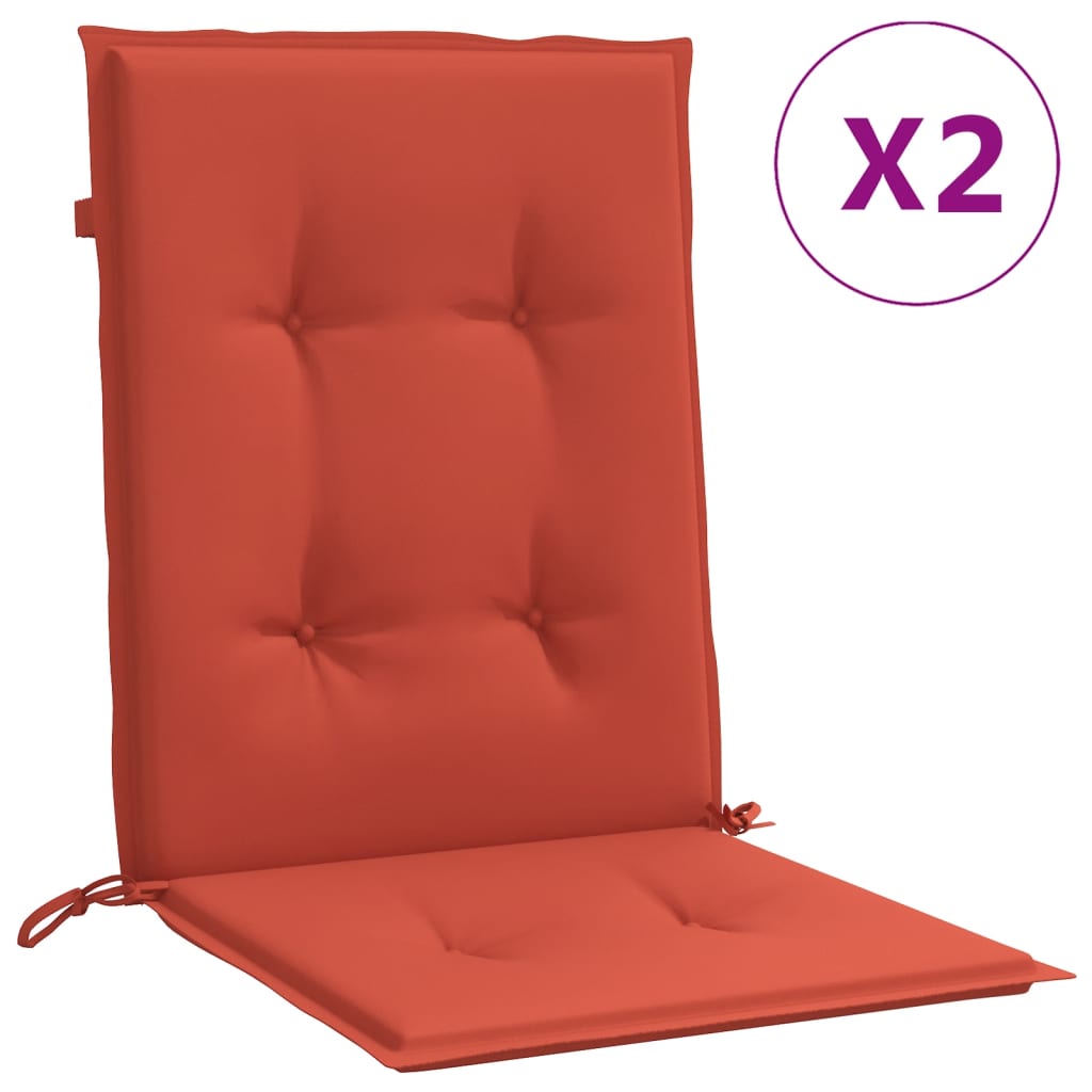 stolehynder med lav ryg 2 stk. 100x50x4 cm stof red