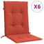 stolehynder med lav ryg 6 stk. 100x50x4 cm stof red