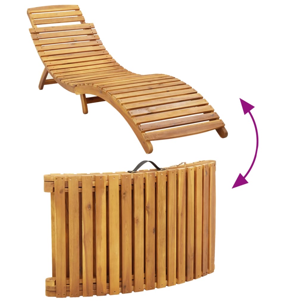 | Liggestol | med pude beige 55 x 184 x 64cm Massivt Akacietræ